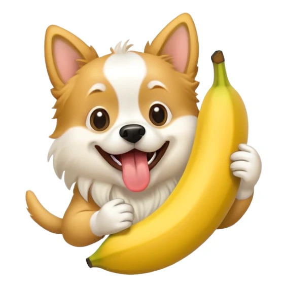 Dog eating a banana  sticker