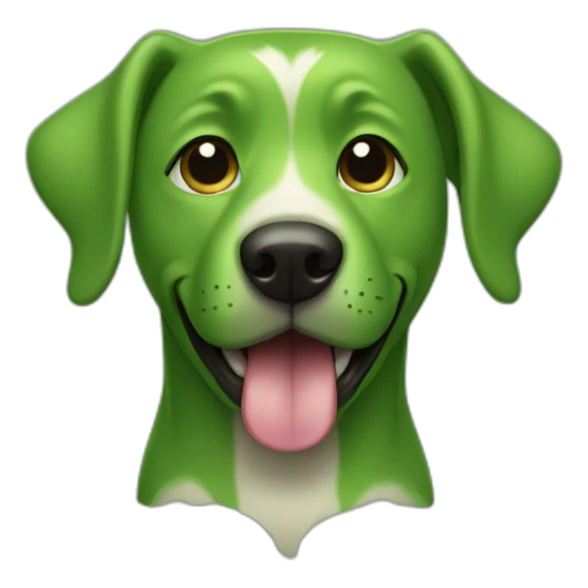 a green dog with his tongue sticking out sticker