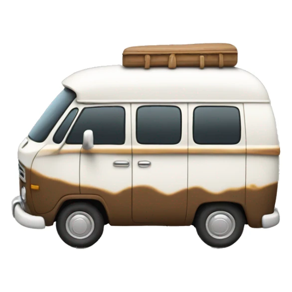 traveling 3d brown and white hippie van sticker