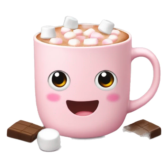 Light Pink mug of hot chocolate with marshmallows  sticker