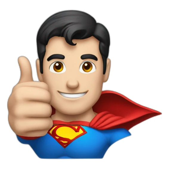 Portrait Superman with thumbs up and shirt logo sticker