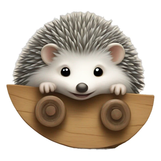 grey hedgehog on Wood wheels for baby sticker