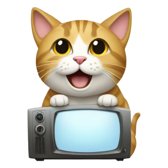 Gato feliz viendo tv sticker