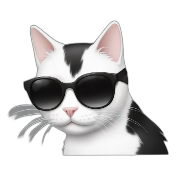 black and white cat with sunglasses sticker