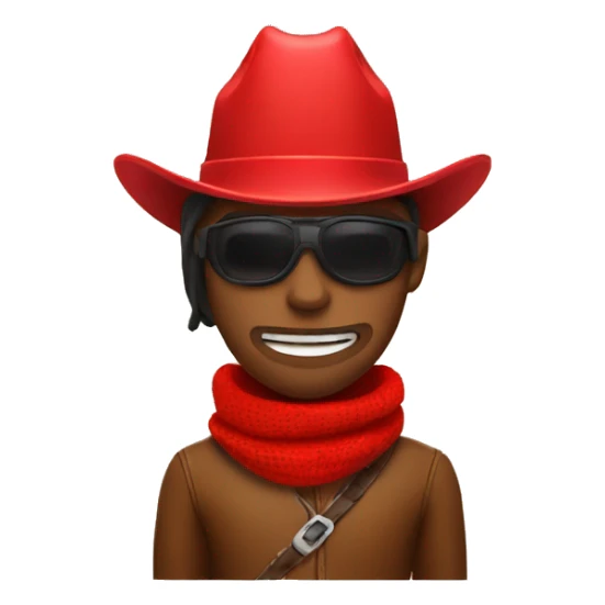 cowboy with red cowboy hat, wearing a red ski mask sticker