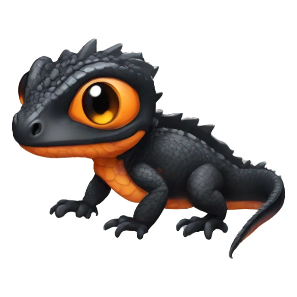 Black Shiny Lizard-Reptile-Raptor-Fakémon with Orange belly Full Body sticker