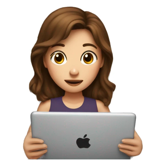 Girl with brown hair watching iPad in bed sticker