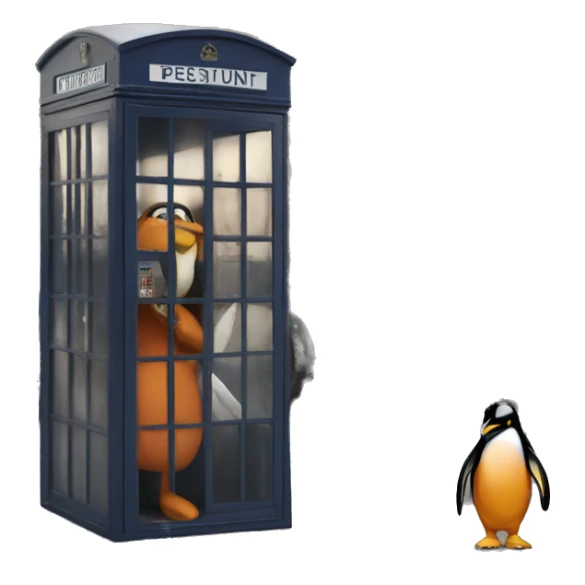 penguin in london phone box sticker