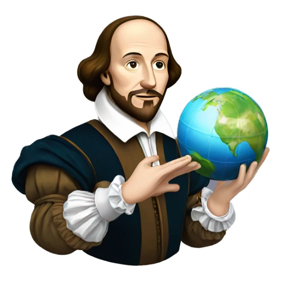 William Shakespeare holds the earth in his hands sticker