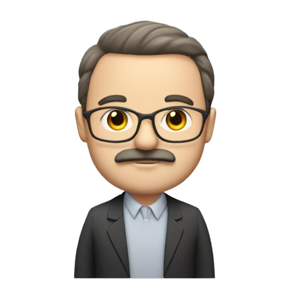 Teacher, thinning hair, light beard and moustache, a little chubby sticker