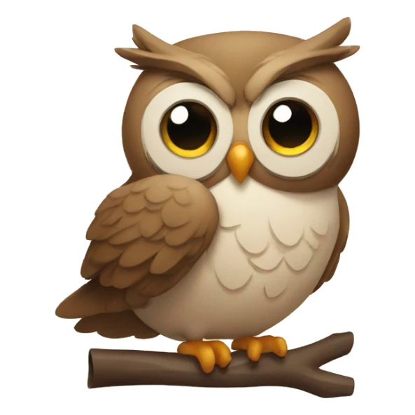 tired owl with a letter sticker