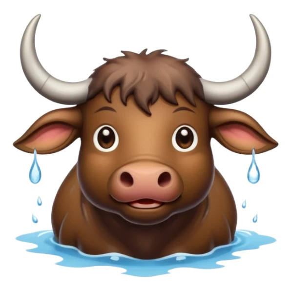 A funny water buffalo in the water  sticker