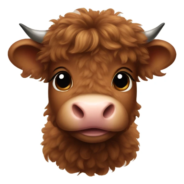 brown fluffy baby scottish cow with a small bow on head sticker