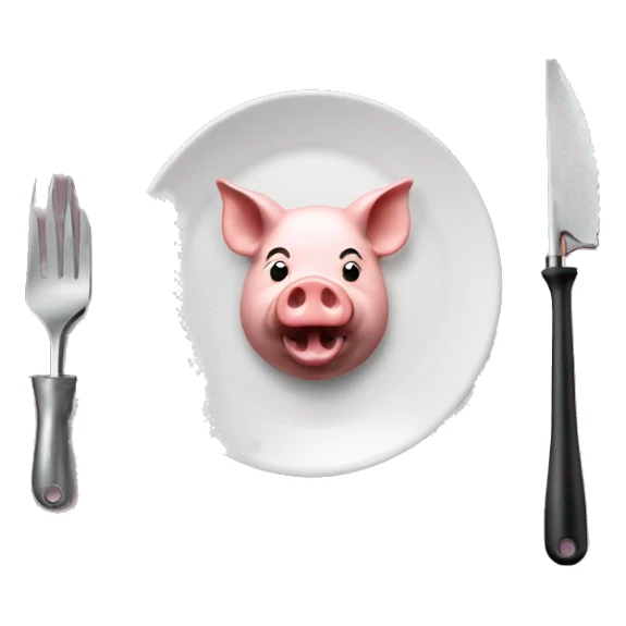 pig's head on a plate and a blowtorch sticker