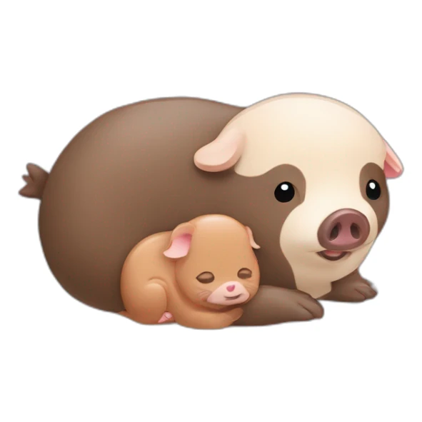 loutre et cochon qui se font un calin sticker
