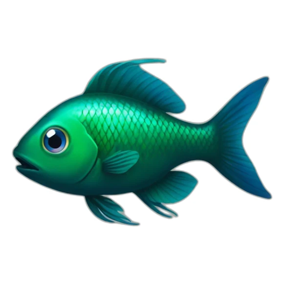 dark green fish with blue eyes  sticker