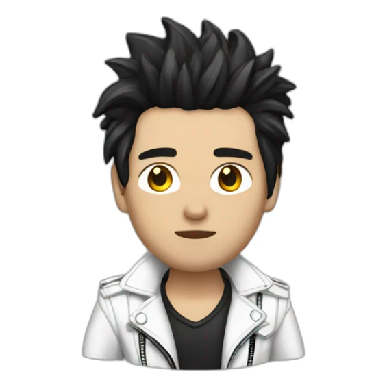 Punk male,dark hair, with white leather jacket sticker