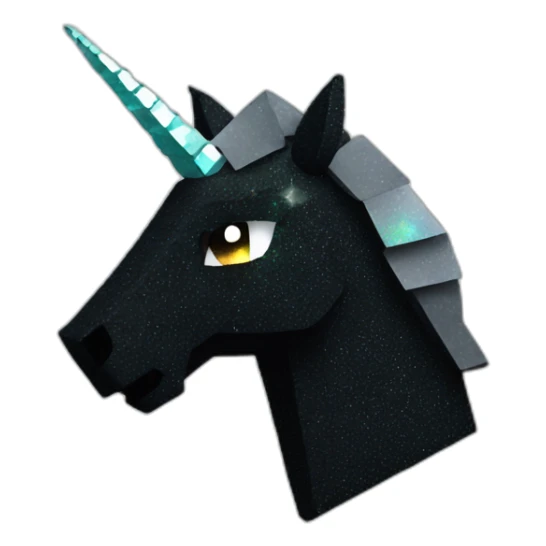 Minecraft Glitter Black Unicorn Head With Diamond Horn sticker