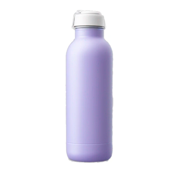 pastel purple water bottle with white lid and detsils sticker