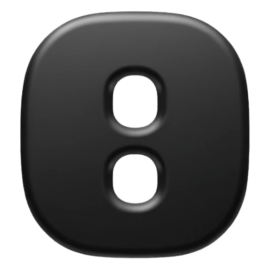 Minimal emoji, number 8 made of solid matte black metal, thick symmetrical form, subtle metal texture, deep shadows, no glow, no neon, flat emoji design, centered, transparent background sticker