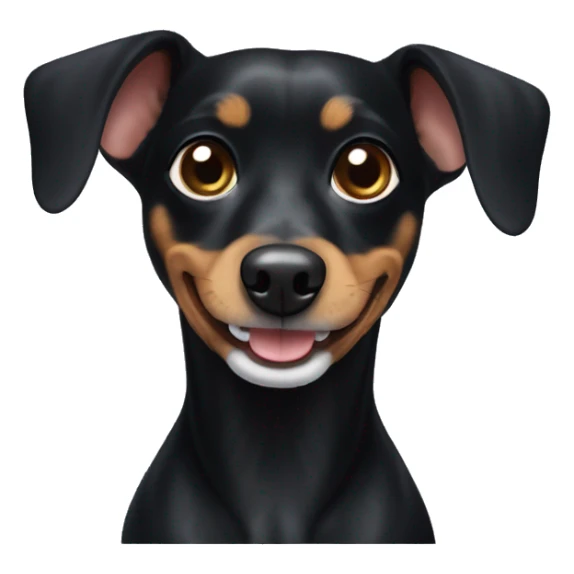 Black dachshund chihuahua mix with  white mouth sticker