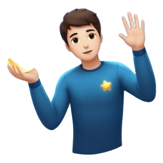 A young man floats in space, touching a particle that glows and expands, shaping the universe around him. Each touch creates new light, symbolizing how his choices build his own reality. sticker