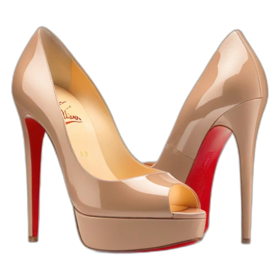 Louboutin nude patent Leather Lady Peep Toe Platform sticker