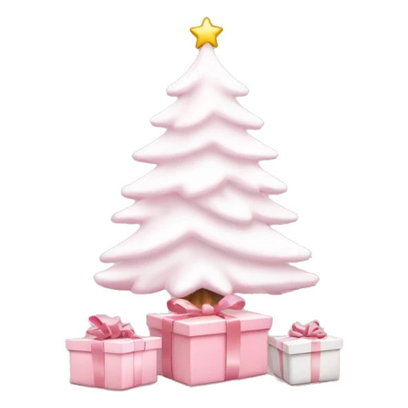 Light pink Christmas gifts under a white Christmas tree  sticker