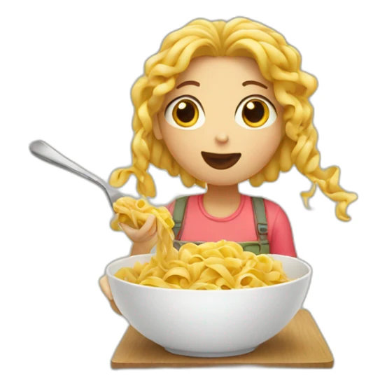 Girl eating pasta sticker