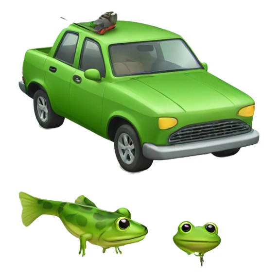 Car fishing with frog sticker
