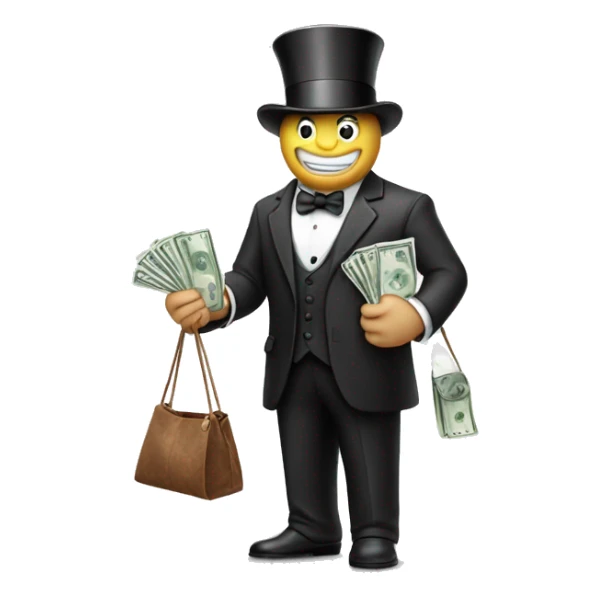 A monopoly man holding a money bag  sticker