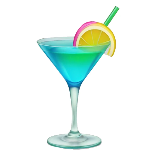 Blue/green cocktail with pink and yellow  sticker