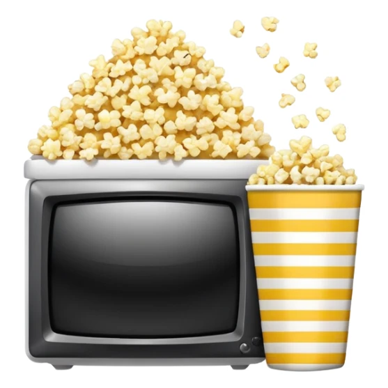 Popcorn in a striped cup and TV  sticker