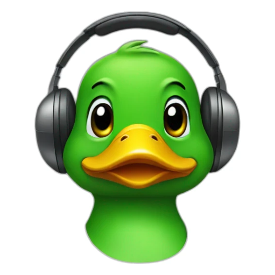 green duck wearing headphones sticker