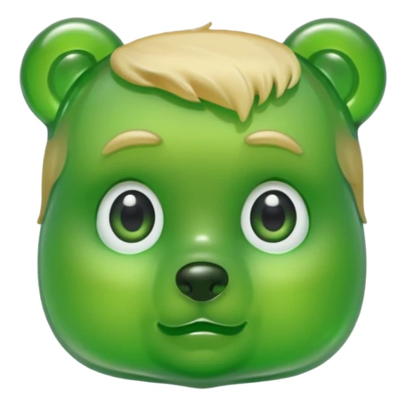 green gummy bear with eyes and blond hair only head sticker