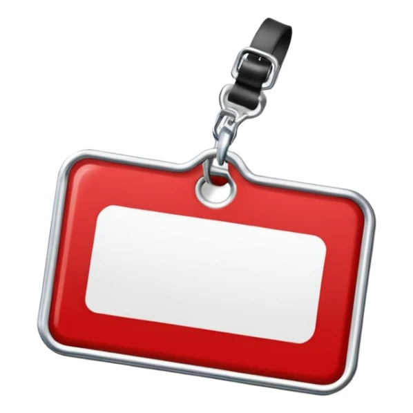 classic red and white name tag with the word 'CONTENT' sticker