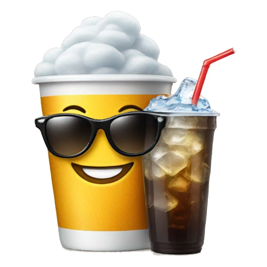 Cup of soda with a smile ans sunglasses sticker