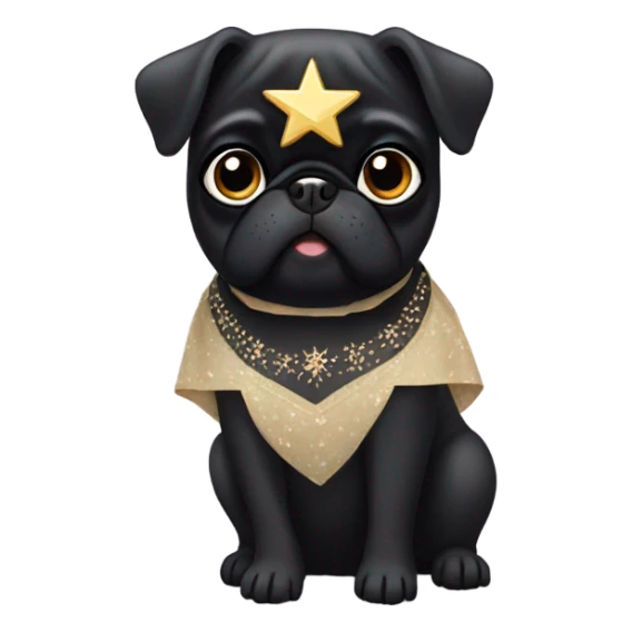 Black pug in a Jewish star dress sticker