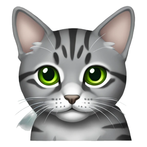 Grey Tabby scotish fold with Green eyes sitting sticker