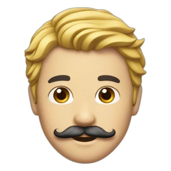side parted hair and mustache sticker