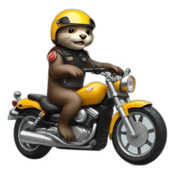 otter riding a matic motorcycle wearing helmet sticker