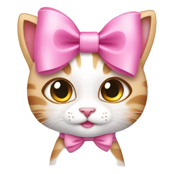 pretty pink bow on cat cartoon style sticker