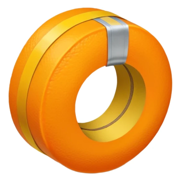 generate an orange with a yellow tailors tape wrapped the center sticker