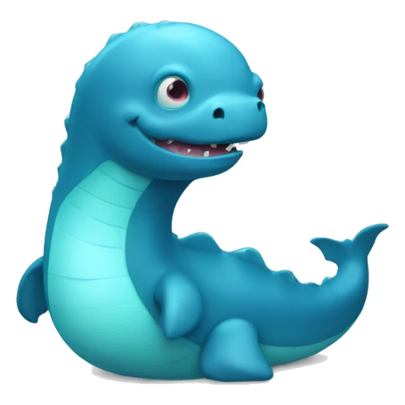 a cute blue lochness monster that is a little fat sticker