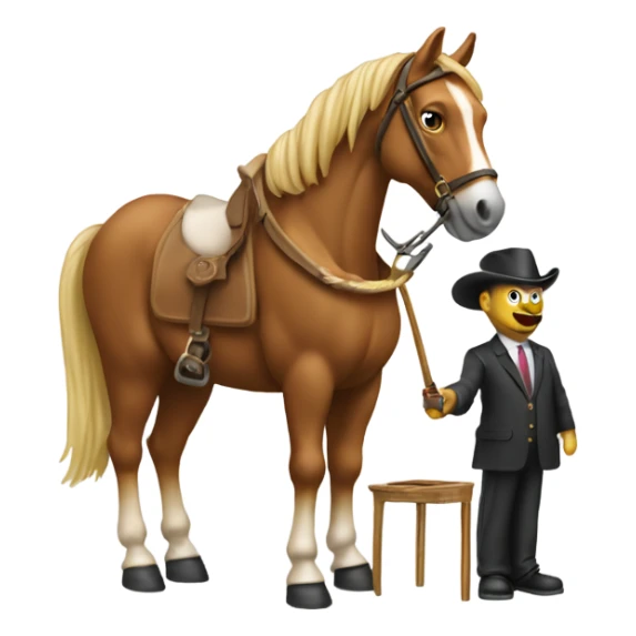 Cavalo sentado numa cadeira a fumar um cigarro sticker