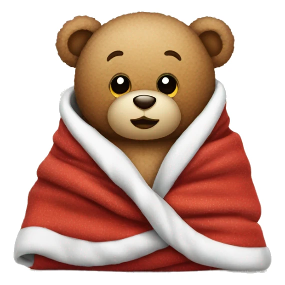 a Christmas teddy happy bear wrapped in a blanket drinks cola sticker