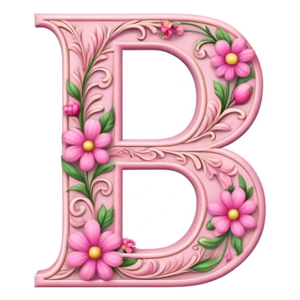 Pink, romantic, flowery, the letter “D” sticker
