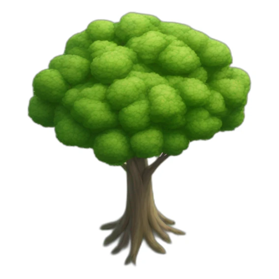 Tree as seen from the sky, looked down from the top, simplified and photorrealistic sticker