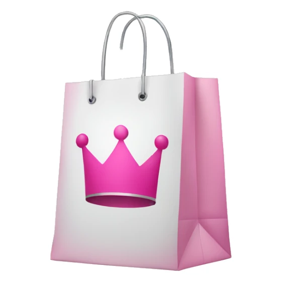 shopping bag pink with silver crown in front sticker