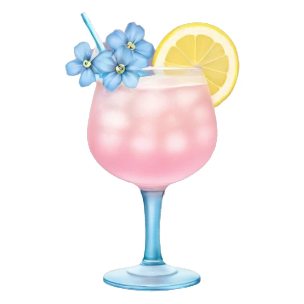 Ice pink lemon cocktail with blue small flowers  sticker
